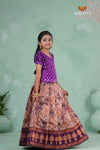 Purple Embroidery Designed Lantana Pattu Pavadai Model