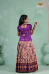 Purple Embroidery Designed Lantana Pattu Pavadai Model