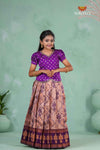 Purple Embroidery Designed Lantana Pattu Pavadai Model