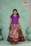 Purple Embroidery Designed Lantana Pattu Pavadai Model