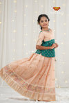 Festive Collection - Peach Kukkoo Floral Pattu Pavadai
