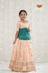 Festive Collection - Peach Kukkoo Floral Pattu Pavadai