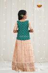 Festive Collection - Peach Kukkoo Floral Pattu Pavadai