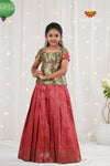 Festive Collection - Red Antique Wave Pattu Pavadai