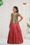 Festive Collection - Red Antique Wave Pattu Pavadai