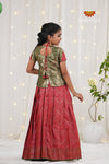 Festive Collection - Red Antique Wave Pattu Pavadai