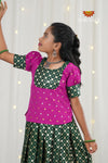 Festive Collection - Dark Green Satin Butta Pattu Pavadai