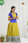 Festive Collection - Parrot Green Satin Butta Pattu Pavadai