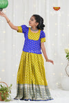 Festive Collection - Parrot Green Satin Butta Pattu Pavadai