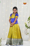 Festive Collection - Parrot Green Satin Butta Pattu Pavadai