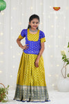 Festive Collection - Parrot Green Satin Butta Pattu Pavadai