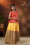 Festive Collection - Yellow Silver Oak Pattu Pavadai For Girls
