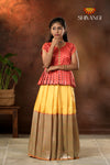 Festive Collection - Yellow Silver Oak Pattu Pavadai For Girls