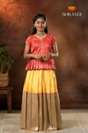 Festive Collection - Yellow Silver Oak Pattu Pavadai For Girls