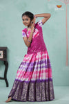 Purple Shibori Fire Alpha Pavadai Set For Kids