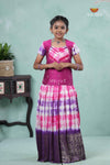 Purple Shibori Fire Alpha Pavadai Set For Kids