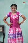 Purple Shibori Fire Alpha Pavadai Set For Kids