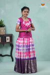 Purple Shibori Fire Alpha Pavadai Set For Kids