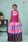 Purple Shibori Fire Alpha Pavadai Set For Kids