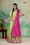 Green Satin Twin Leaf Lehenga For Girls !!!