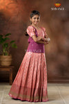Festive Collection - Peach Twin Leaf Pattu Pavadai