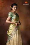 Cream Onam Gold Half saree !!!
