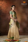 Cream Onam Gold Half saree !!!