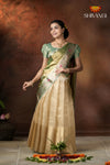 Cream Onam Gold Half saree !!!
