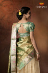 Cream Onam Gold Half saree !!!