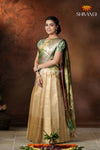 Cream Onam Gold Half saree !!!