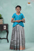 Grey Copper Twin Leaf Alpha Pattu Pavadai Set For Girls