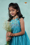 Blue Checks Rice Corn Frock For Kids