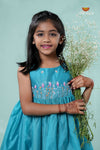 Blue Checks Rice Corn Frock For Kids
