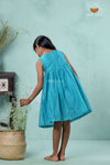 Blue Checks Rice Corn Frock For Kids