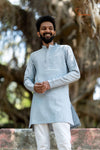 Elegant Sky Blue Sequence Kurta For Boys
