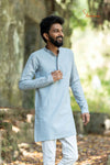 Elegant Sky Blue Sequence Kurta For Boys