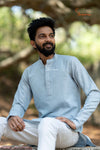 Elegant Sky Blue Sequence Kurta For Boys