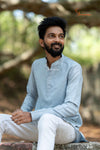 Elegant Sky Blue Sequence Kurta For Boys