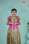 Gold Nano Checks Traditional Pattu Pavadai Design For Girls