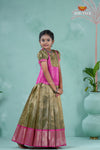Gold Nano Checks Traditional Pattu Pavadai Design For Girls