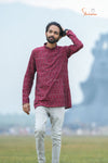 Maroon Mercerised Ikat kurta For Boys