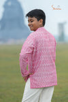 Pink Mercerised Ikat kurta For Boys 