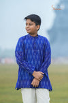 Royal Blue Mercerised Ikat kurta For Boys