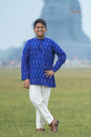 Royal Blue Mercerised Ikat kurta For Boys