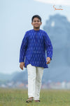 Royal Blue Mercerised Ikat kurta For Boys