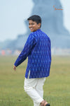 Royal Blue Mercerised Ikat kurta For Boys