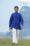 Royal Blue Mercerised Ikat kurta For Boys