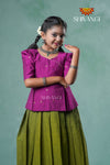 Summer Collection - Green Peafowl Cotton Pavadai Set For Girls