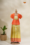 Paithani Garden Yellow Mom And Daughter Saree and Pattu Pavadai Combo Set !!!