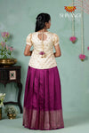 Premium Collection - Magenta Floral Diamond Butta Raw Silk Pattu Pavadai